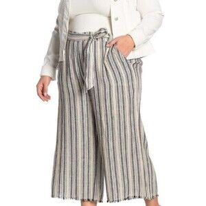 Caslon Yarn Dye Linen Crop Pants Linen Blend Plus Size 1X $110